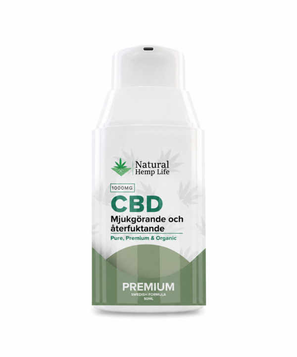 Hvid pumpeflaske med CBD Hudpleje 1000 mg fra Natural Hemp Life