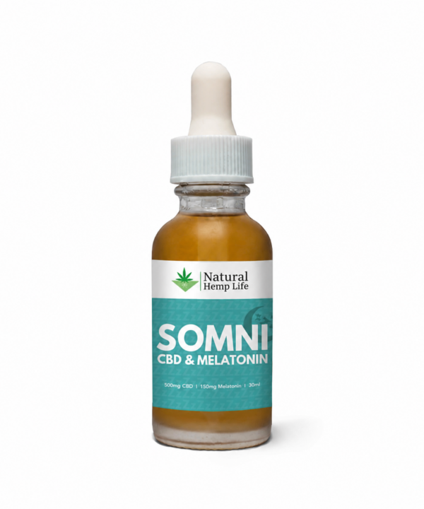 Gylden dråbeflaske med Somni CBD-dråber 500 mg fra Natural Hemp Life