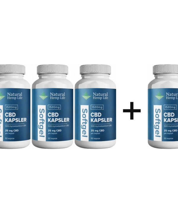 4 for 3: CBD Kapsler 1500mg 60 stk