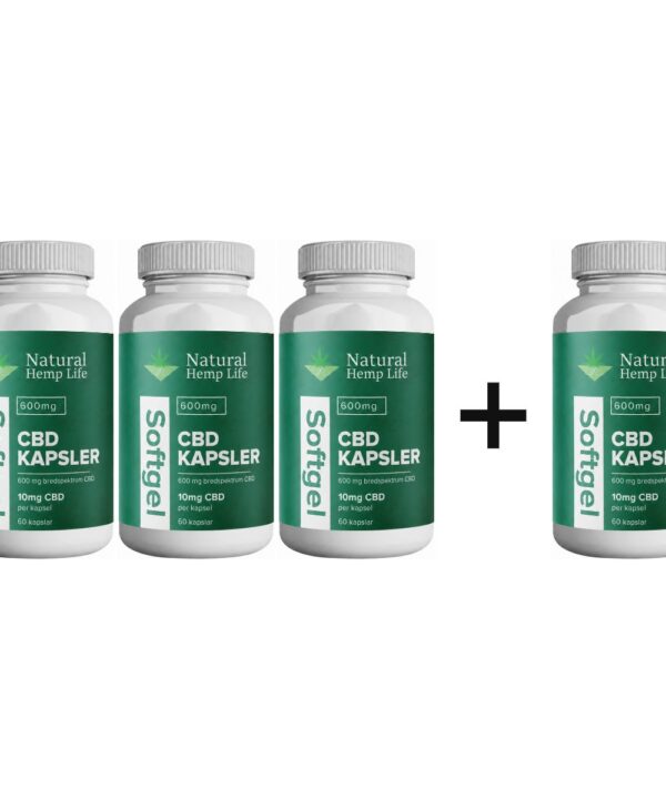 4 for 3: CBD Kapsler 600mg 60 stk
